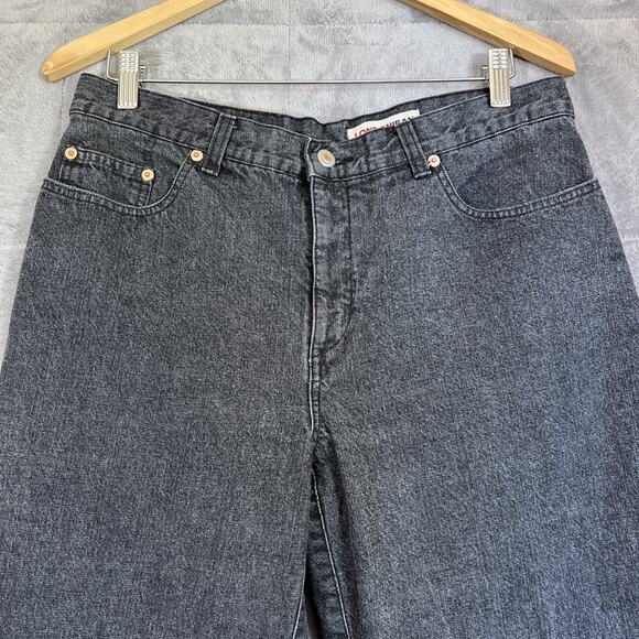 London Jean Womens 14 Charcoal Wash Comfort High Rise Wide Leg 31" Inseam Frayed - Picture 2 of 12